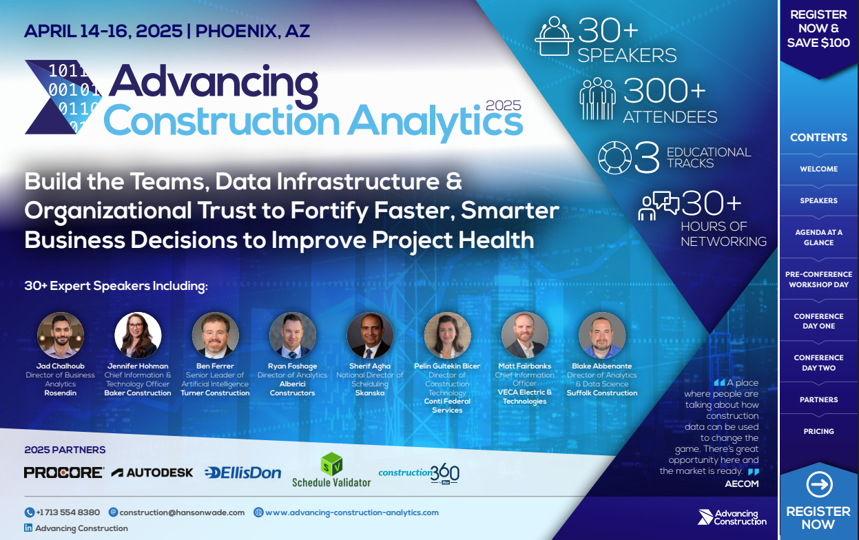 Advancing Construction Analytics Brochure Cover Advancing Construction Analytics Brochure Cover